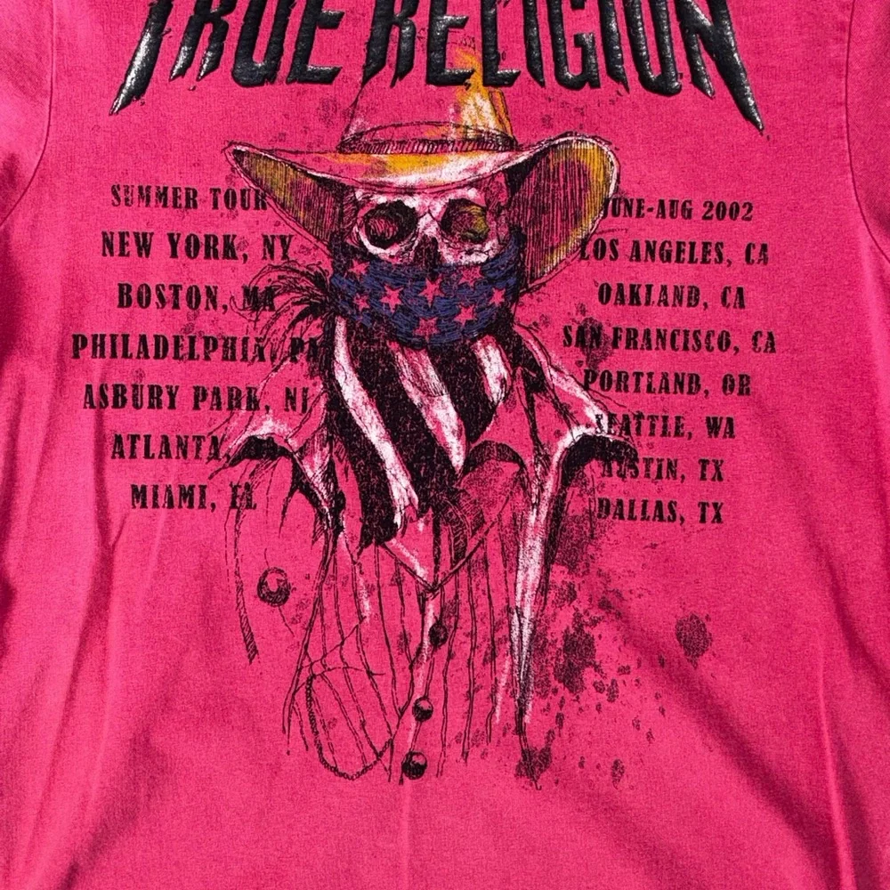 True Religion Skull Cowboy Tour Graphic T Shirt Mens‎ M Red Vintage Style Band